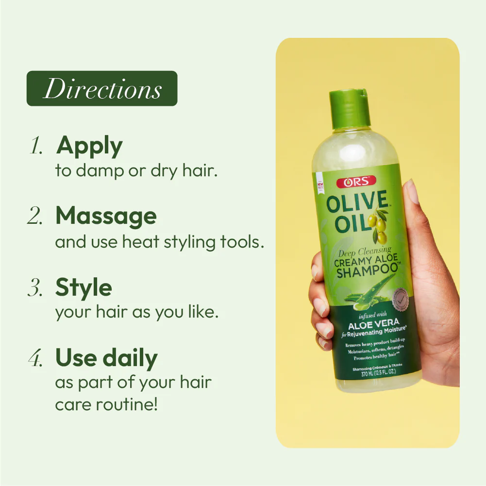 ORS Olive Oil Deep Cleansing Creamy Aloe Shampoo for Rejuvenating Moisture (12.5 oz) - Image 8