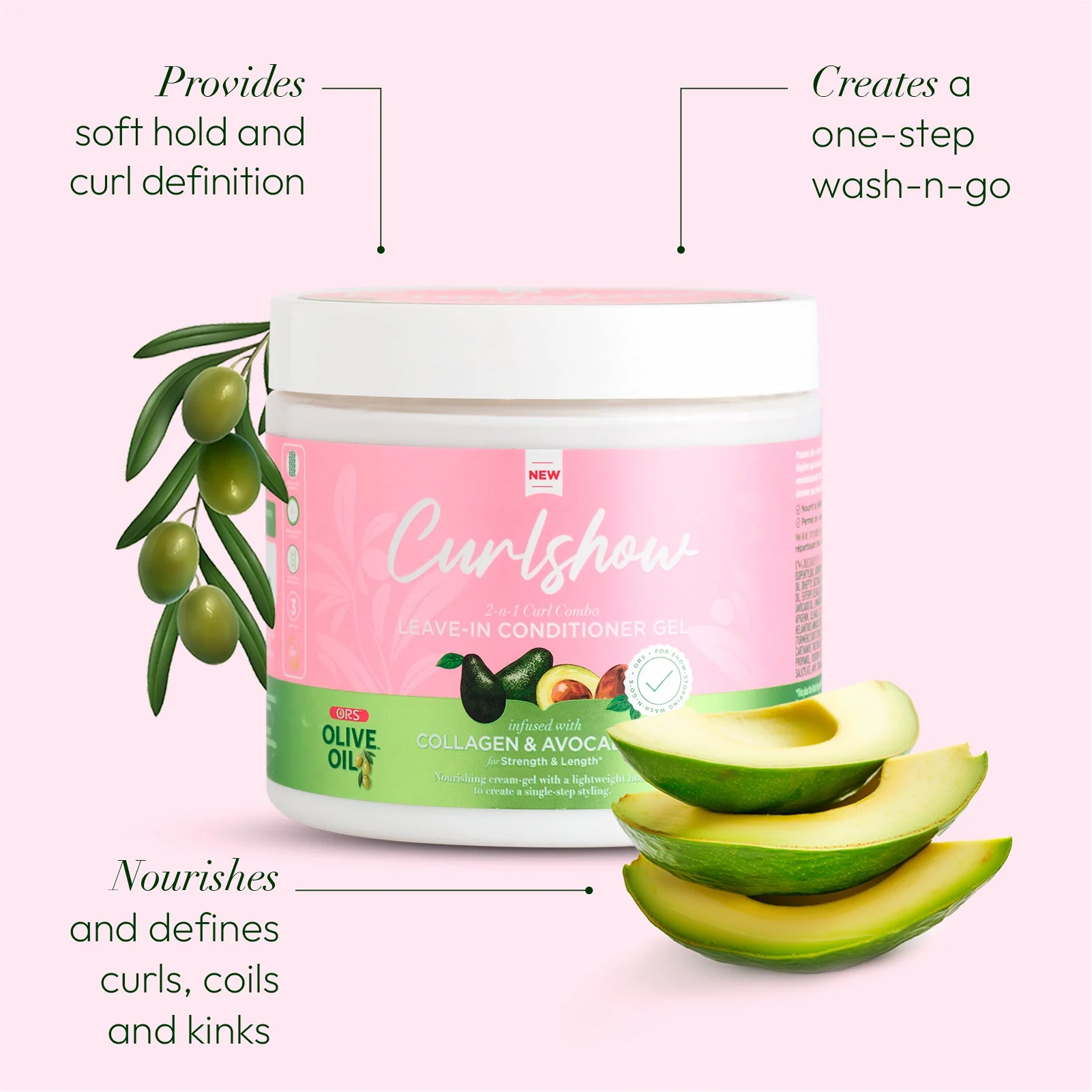 ORS Olive Oil Curlshow Leave-In Conditioner Gel for Strength & Length (16.0 oz) - Image 4